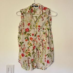 Zara floral button up tank top